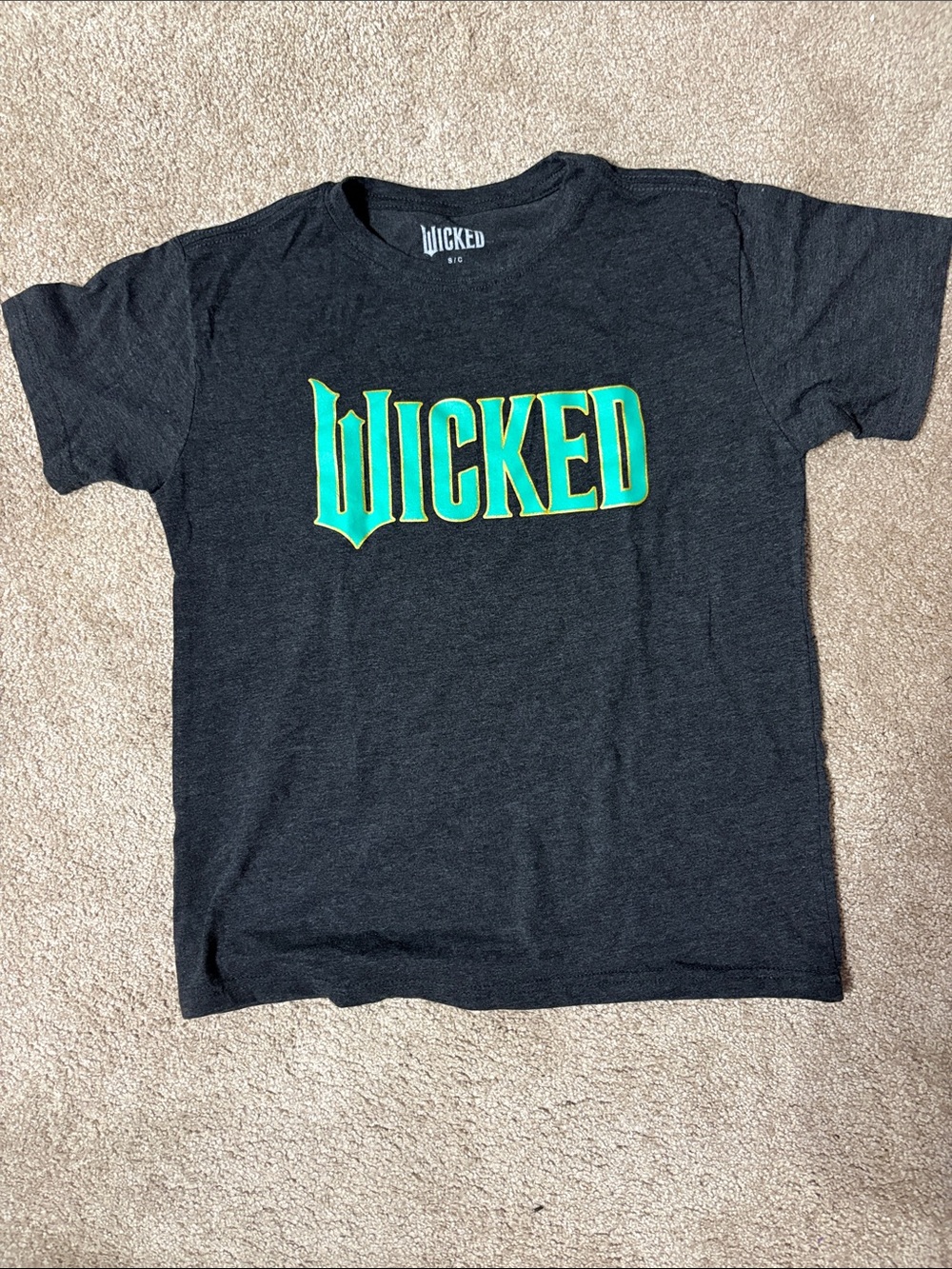 Women's Small Black T-Shirt with Green Wicked Logo